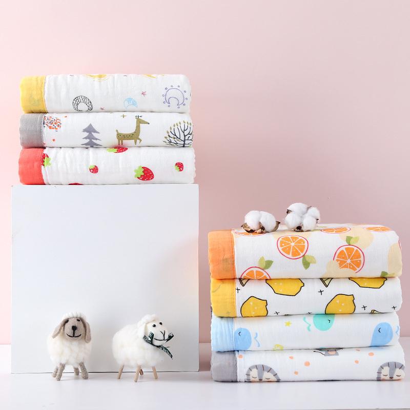 Mới Hoạt Hình Muslin Khăn Cho Bé Chăn Đầm Tắm Bé Sơ Sinh Rửa Lau Chăn Ga Gối Tiếp Liệu 110x110CM