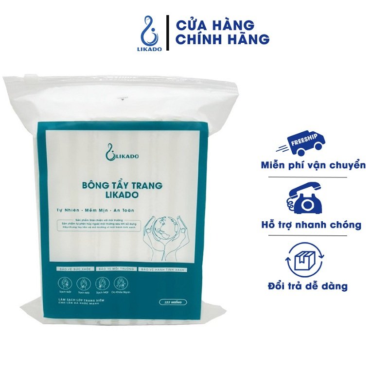 bông tẩy trang 222 miếng Likado (1 gói ) 