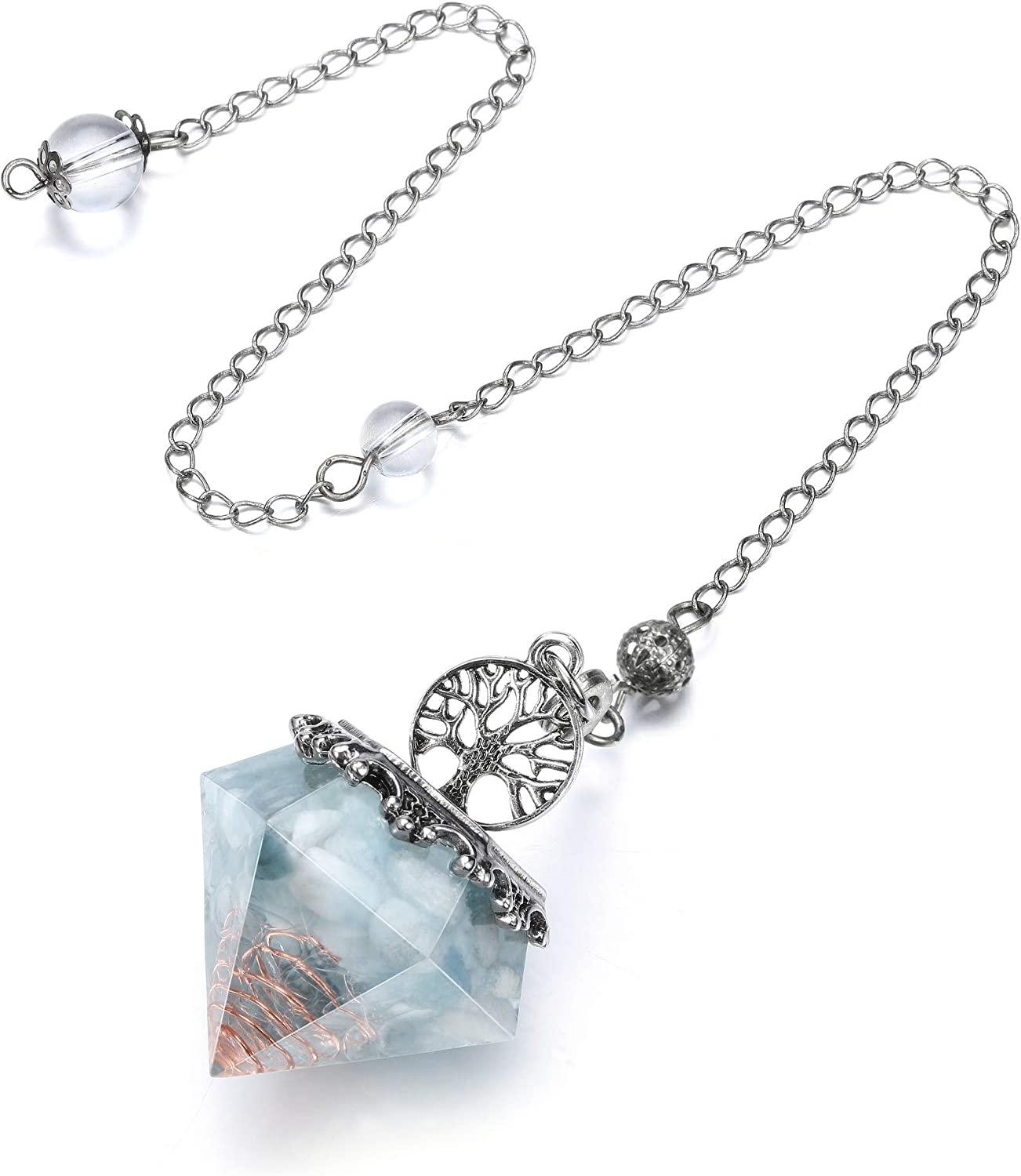 Resin aquamarine pha lê con lắc cho thiền định bói toán