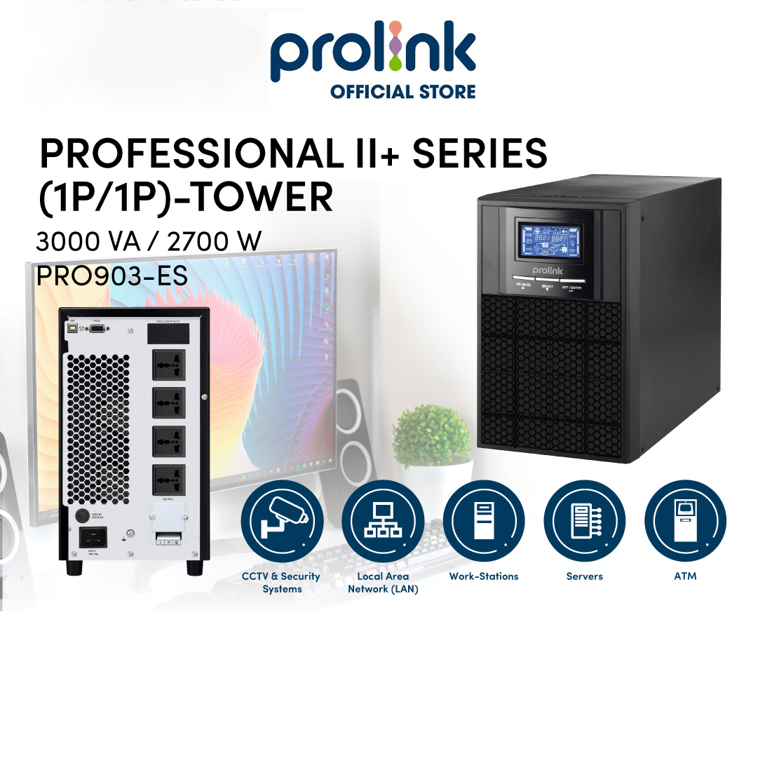 Bộ lưu điện UPS Online PROLiNK PRO903ES (3000VA/2700W) chống mất điện, xung nhiễu, phù hợp với mọi môi trường điện - Hàng chính hãng