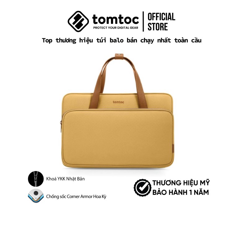 Túi đeo chéo Tomtoc Premium Theher ShoulderBag cho Macbook và Laptop 13"14" - Hàng Chính Hãng