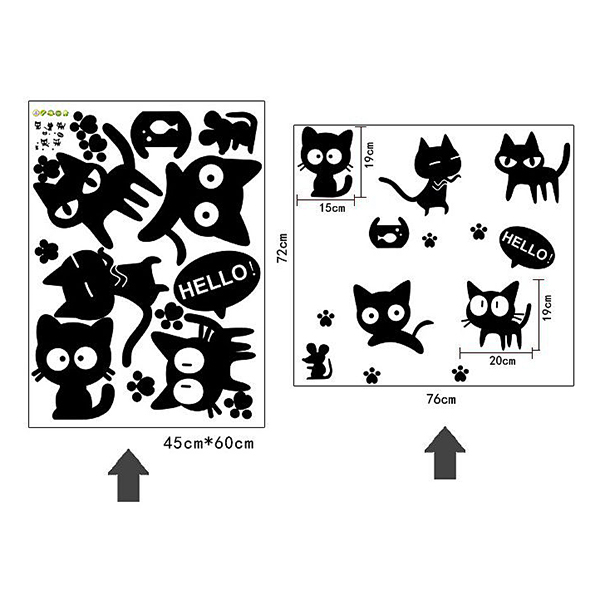 Decal Dán Tường Mèo Đen Ngộ Nghĩnh - 2 Bộ DKN035