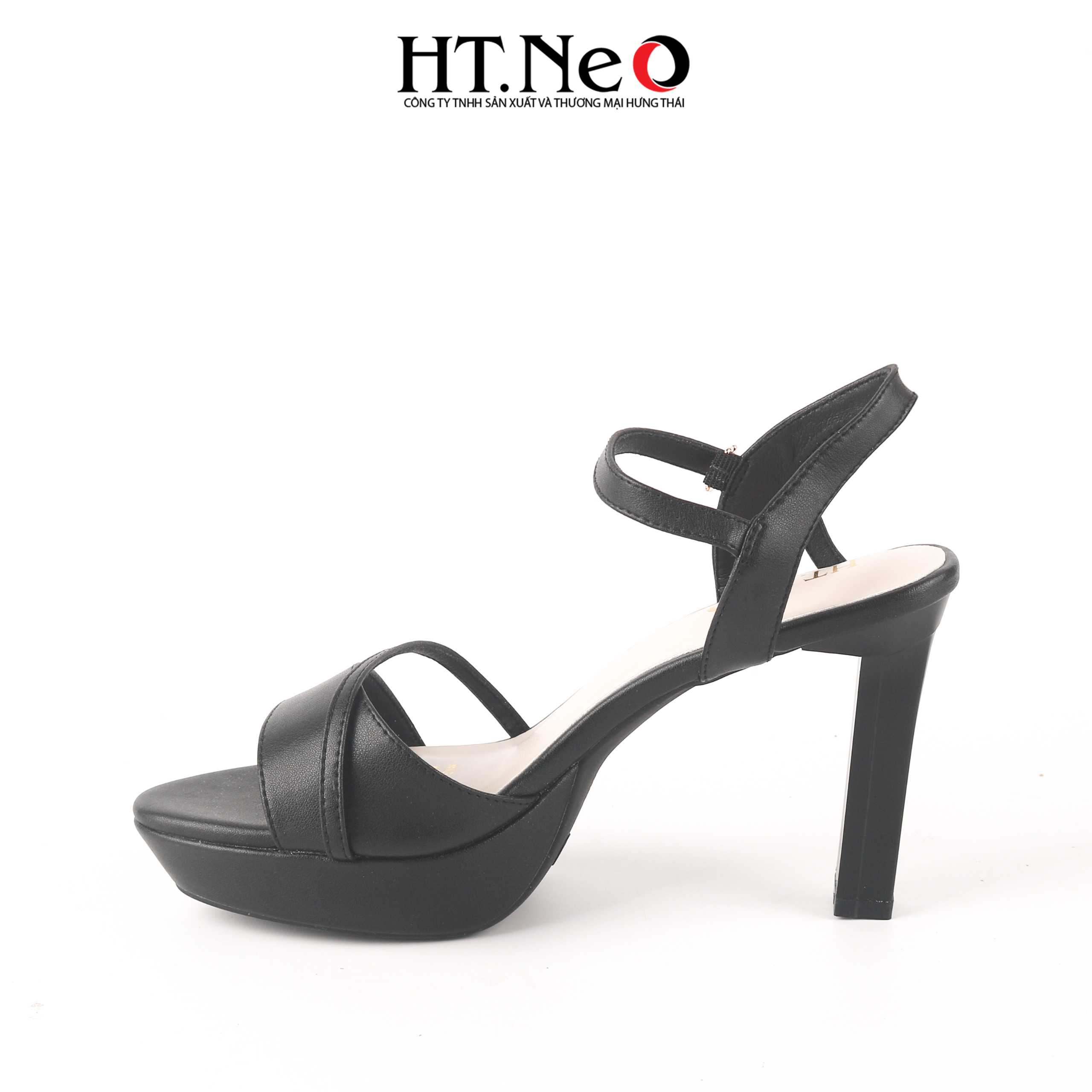 Sandal nữ, sandal quai cài đế đép, cao 10p chất liệu da, quai nhỏ vắt chéo SDN224