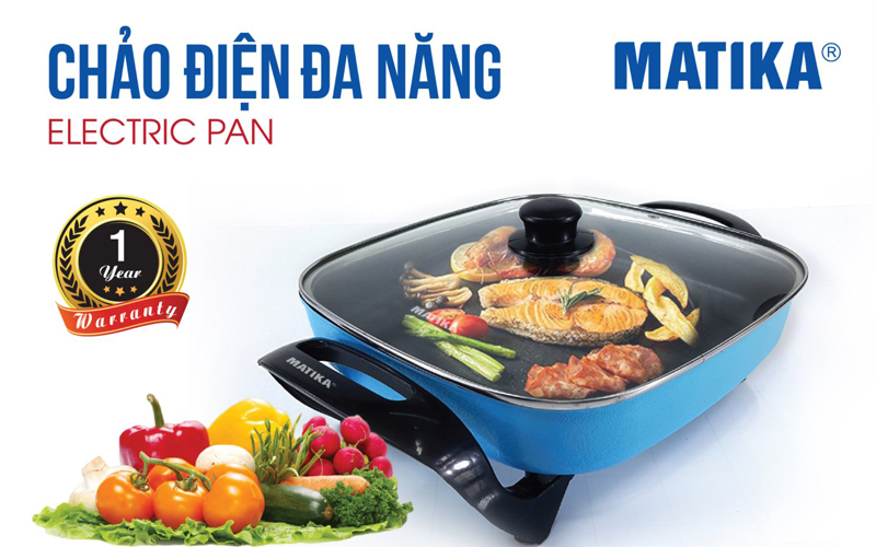 Chảo điện đa năng Matika MTK-9015 (1500W) - HÀNG CHÍNH HÃNG