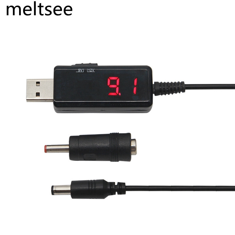 Dây cáp chuyển đổi nguồn USB 5V sang 9V 12V loại tốt có điều chỉnh điện áp có màn hình LED và công tắc chuyển