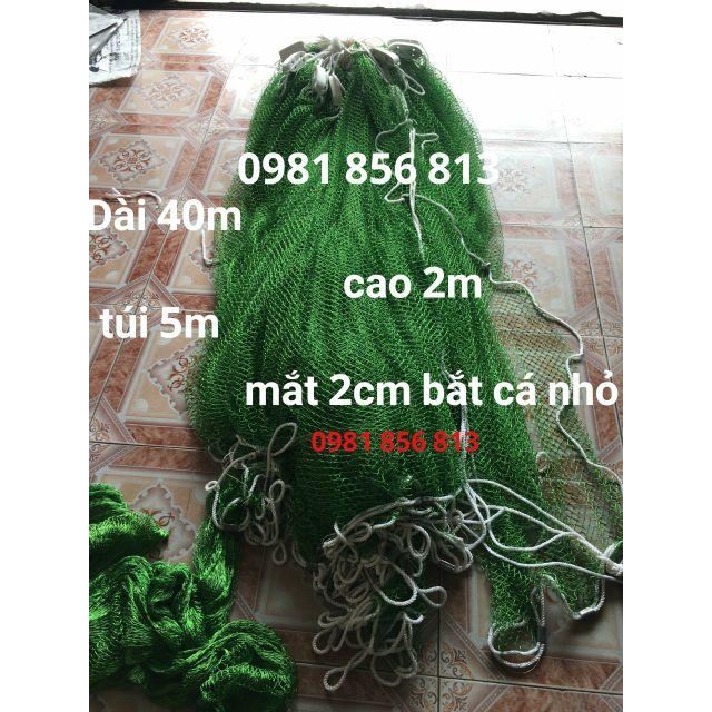 Lưới vét cá - lưới kéo cá - lưới quét cá ao hồ bằng dù Thái dài 40m cao 2m túi 5m mắt 2cm bắt cá nhỏ