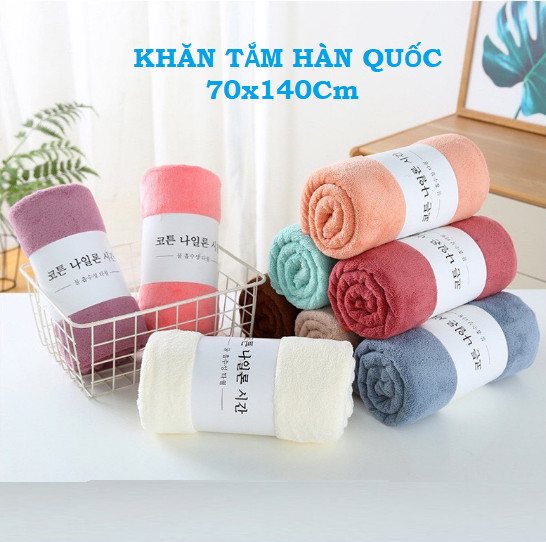 Khăn tắm lông cừu hàn quốc cao cấp 70x140 cm chất bông siêu mềm mịn thấm nước cực nhanh Loại 1 + Tặng khăn quấn tóc cute (màu ngẫu nhiên)