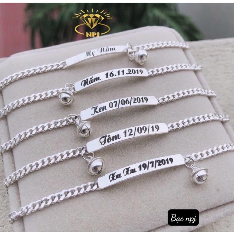 Lắc tay Khắc Tên , Miễn phí khắc theo yêu cầu ️ Vòng tay khắc tên Bạc Ta- Bạc Npj