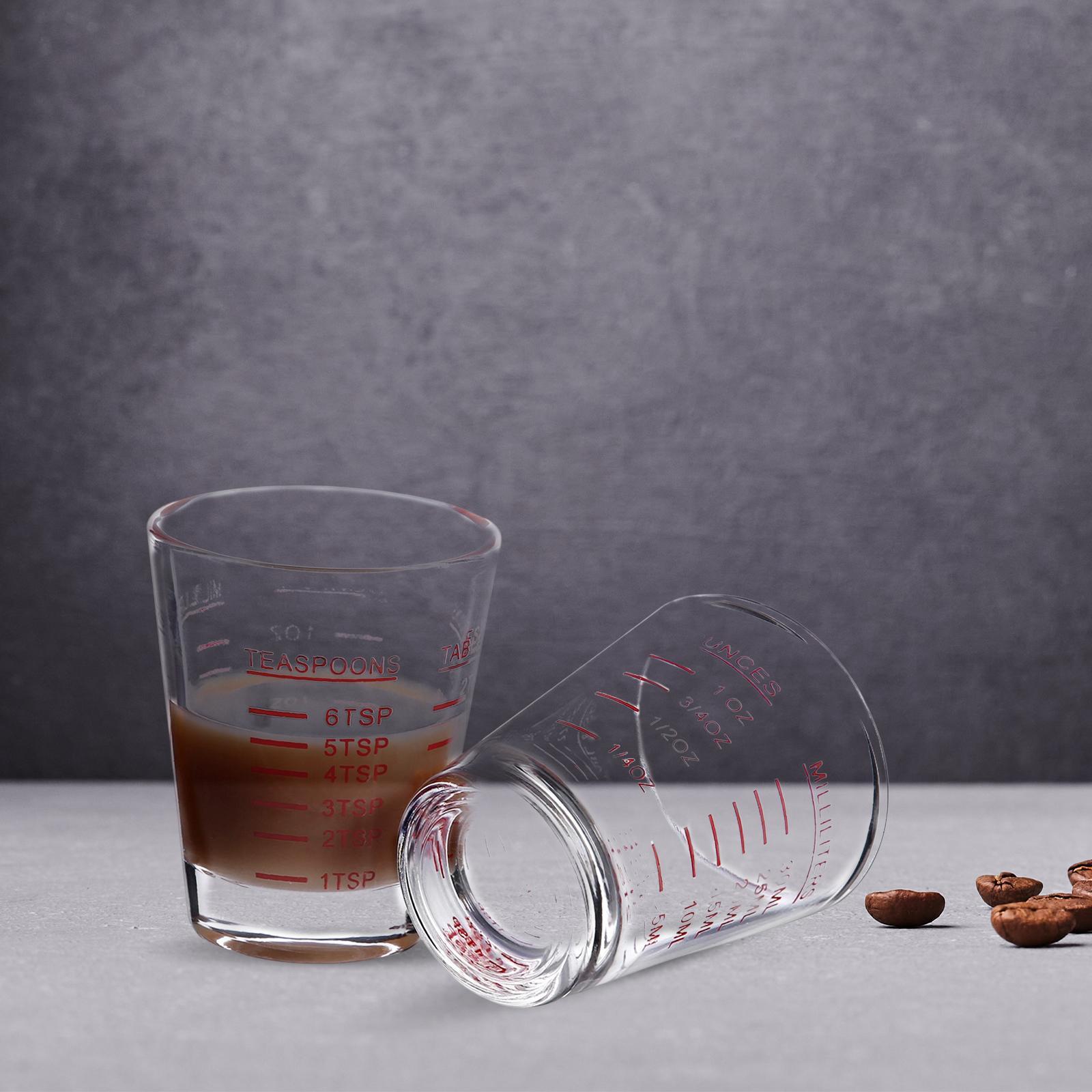 2x Clear Glass with Scale Glass Measuring Cup for Cafe