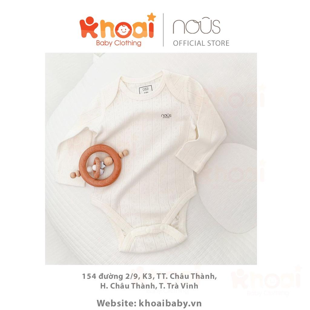 Set 2 bodysuit Nous dài tay hồng trắng - Chất liệu cao cấp, co giãn đa chiều