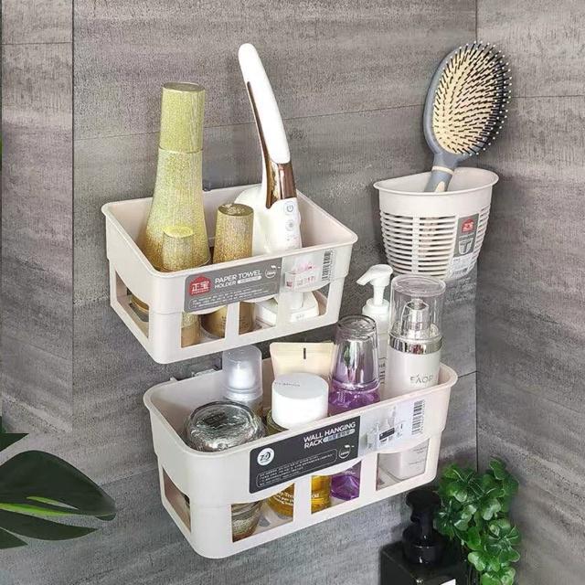 Kệ Nhựa Treo Tường Nhà Tắm K53, Nhà Bếp Dính Tường Chịu Lực Chắc Chắn Nhựa Chịu Lực