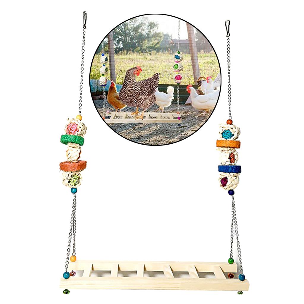 Chicken Swing Ladder Wooden Perch Handmade Bird Toy for Macaw Trainning