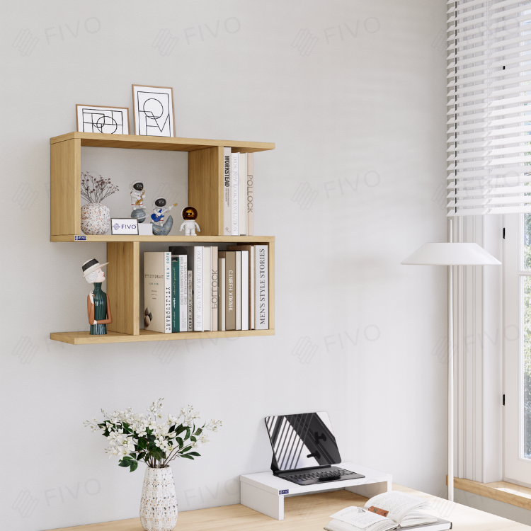 Kệ Sách Gỗ Treo Tường FIVO FB44 Đa Năng, Thiết Kế Âm Tường, Chất Liệu Gỗ Dày Chống Ẩm, Dễ Dàng Lắp Ráp