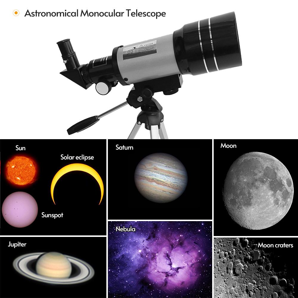 15X-150X 70mm Large Aperture Refracting Astronomic Monocular Telescope with Tripod Eyepiece Moon Filter