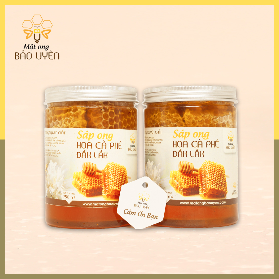 Combo 2 Hũ Sáp Mật Ong Hoa Cà Phê Nguyên Chất Bảo Uyên Cung Cấp Dinh Dưỡng Tăng Cường Đề Kháng Cơ Thể Dung Tích 750ml