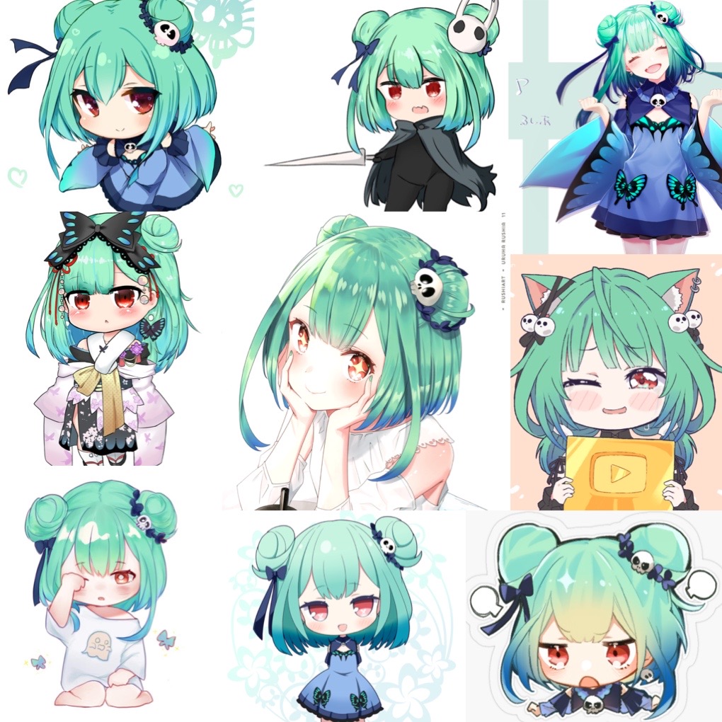 Ảnh Sticker Uhura rushia 30-60 cái ép lụa khác nhau/Hình dán Vtuber uhura rúhia