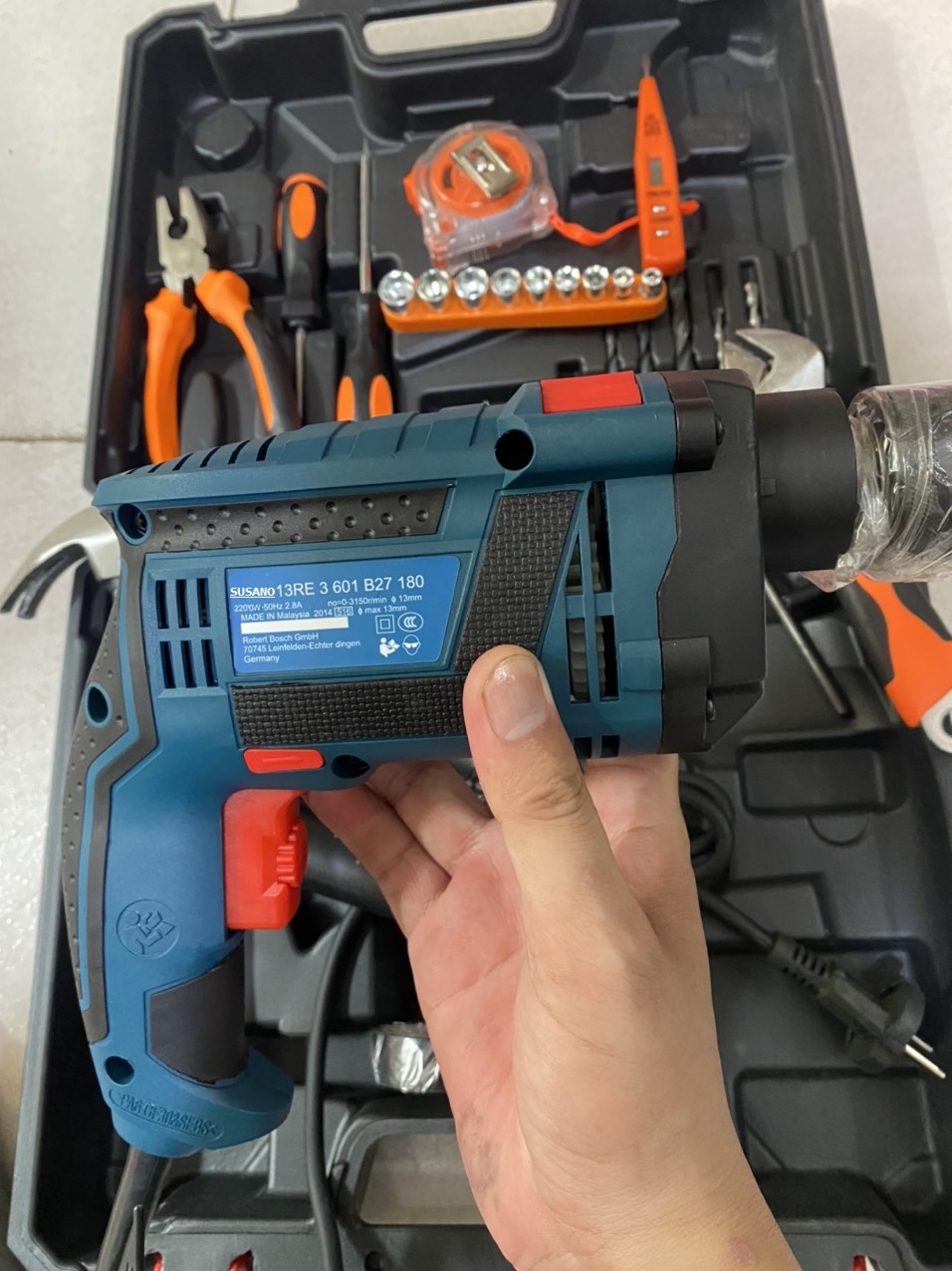 Bộ máy khoan điện ACZ 2000W khoan tường, khoan sắt, khoan bê tông máy 2 pin, đảo chiều và mũi khoan