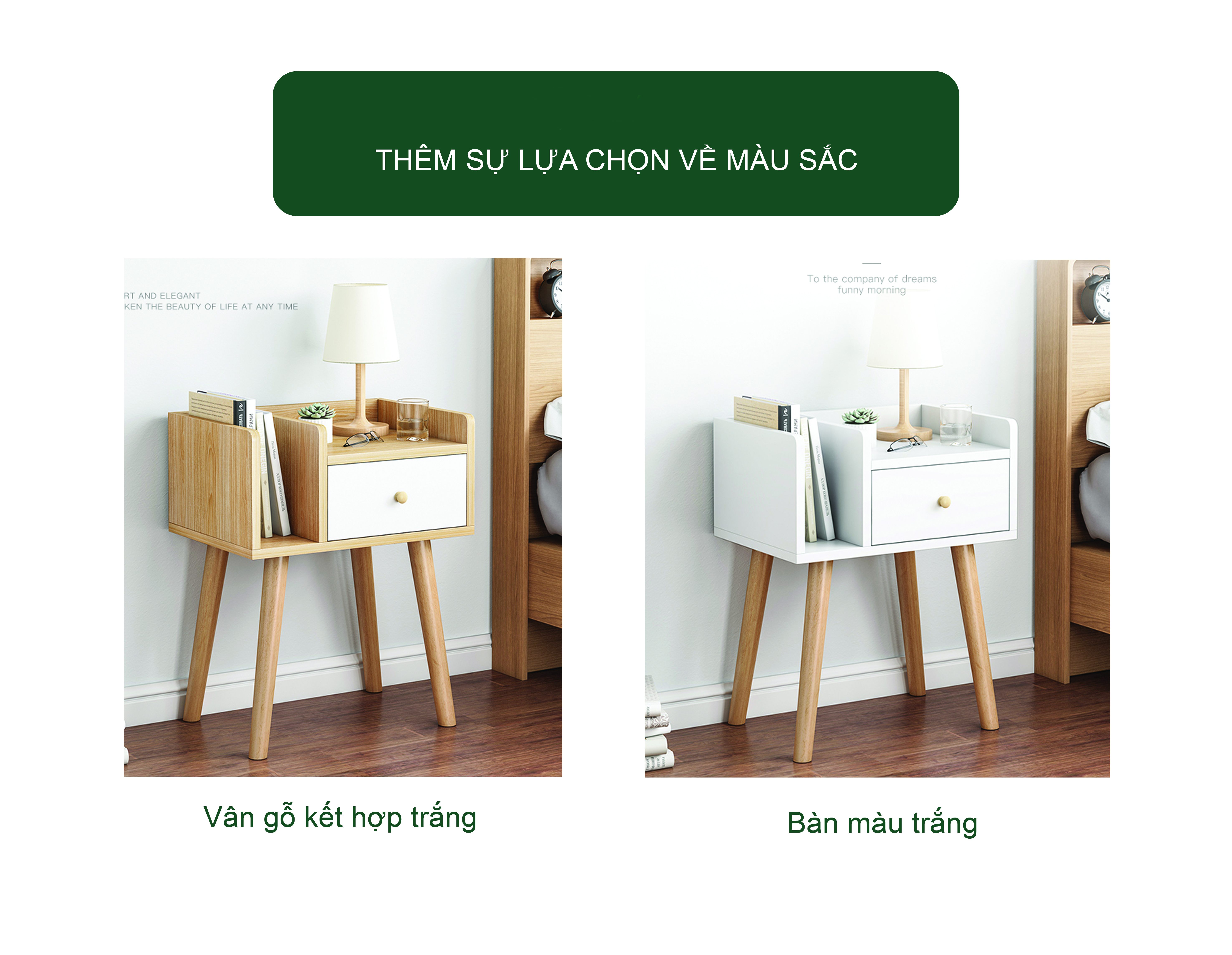 Tab Đầu Giường, Tủ Đầu Giường Thông Minh GAPI Kèm Kệ Sách Và Ngăn Kéo Tủ - GP175