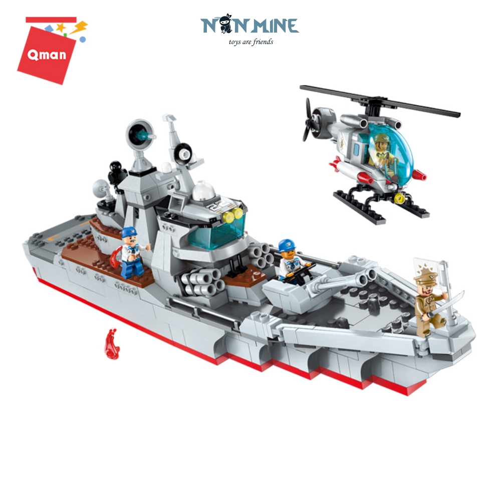 Bộ Xếp Hình Lắp Ghép Lego Quân Sự Qman 1722 Tàu Tuần Tra Máy Bay Trên Biển 539 Chi Tiết Cho Trẻ Từ 6 Tuổi