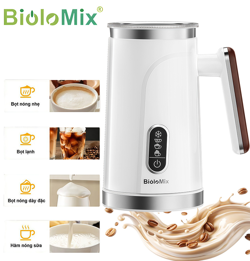 [Hàng nhập khẩu] Máy tạo bọt sữa nóng và lạnh 4 trong 1. Thương hiệu Mỹ cao cấp Biolomix - BMF101
