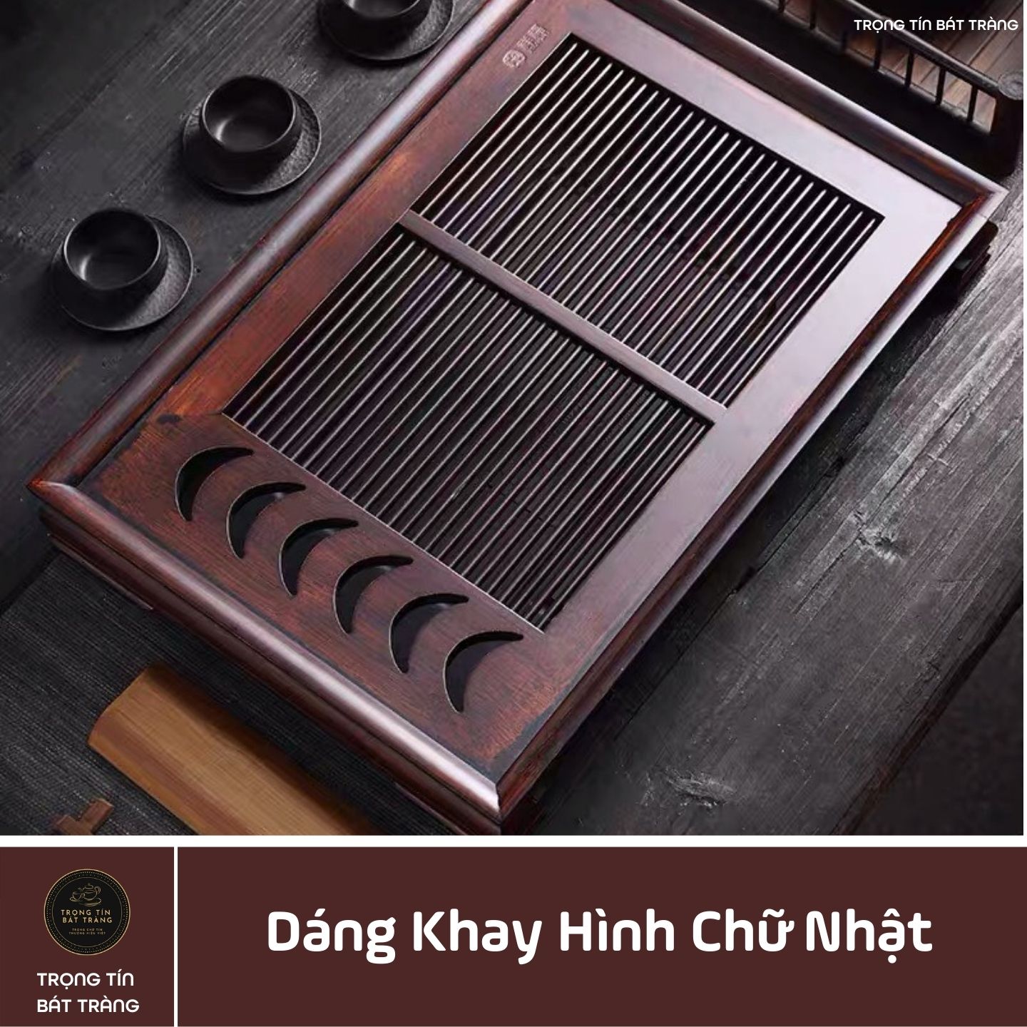 Khay Trà Tre Cao Cấp Mặt Trăng Chữ Nhật Kích Thước 50*33*6,8 KT 01