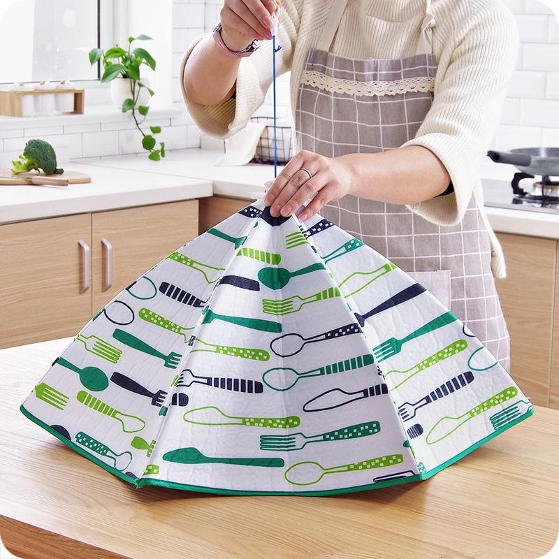 Insulation Dish Cover Kitchen Tool Meal Cover Foldable Dust-Proof Insulation Household Aluminum Foil Dining Table Cover