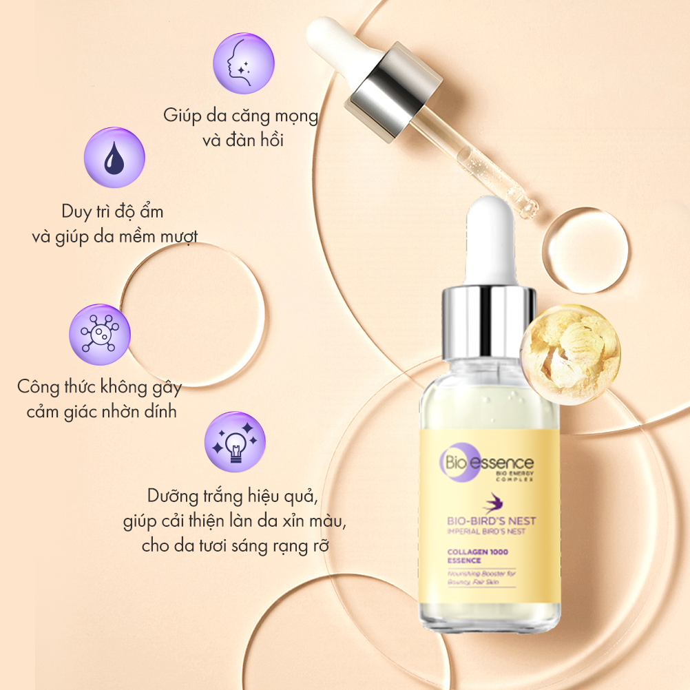 Tinh chất dưỡng da tươi sáng và căng mọng Bio-essence Bio-Bird's Nest Collagen Essence 30ml