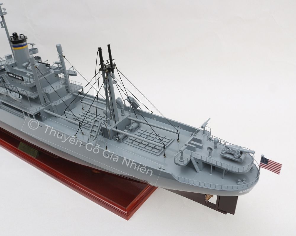 Mô Hình Thuyền Gỗ Phong Thủy Dạng Thuyền Chiến SS American Victory Chính Hãng Hàng Xuất Khẩu Chất Lượng Cao