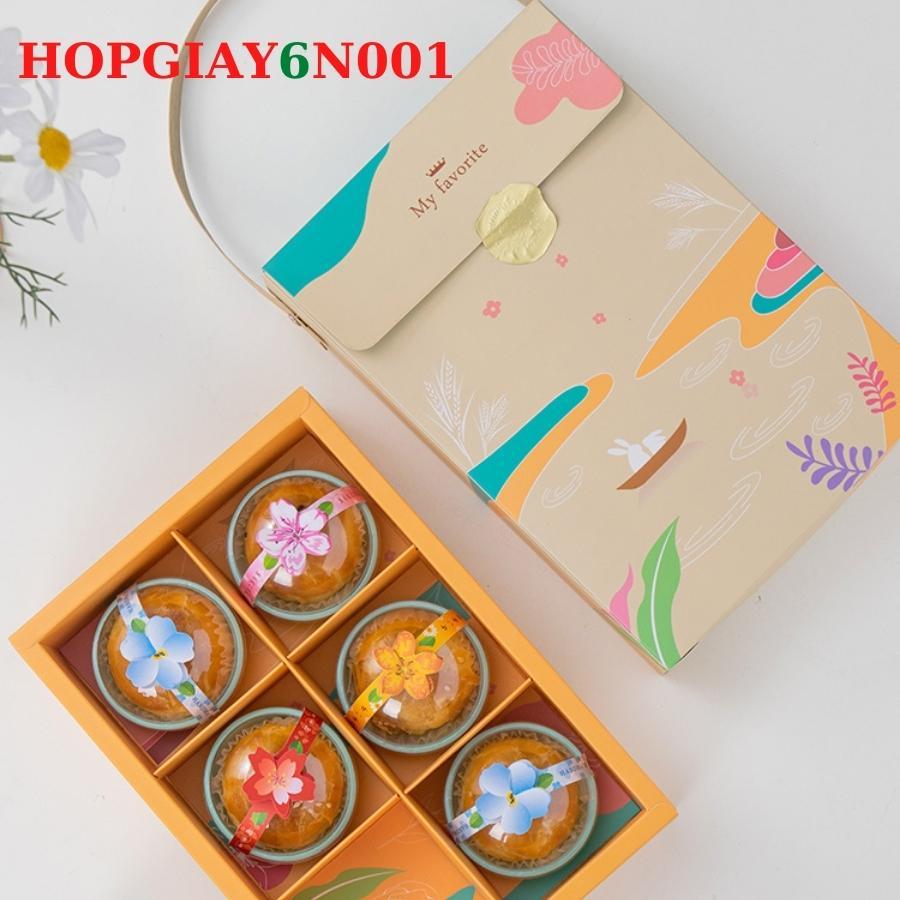 HỘP ĐỰNG BÁNH TRANG TRÍ 2 NGĂN 4 NGĂN HỘP QUÀ - N001 - HOPGIAY6N001