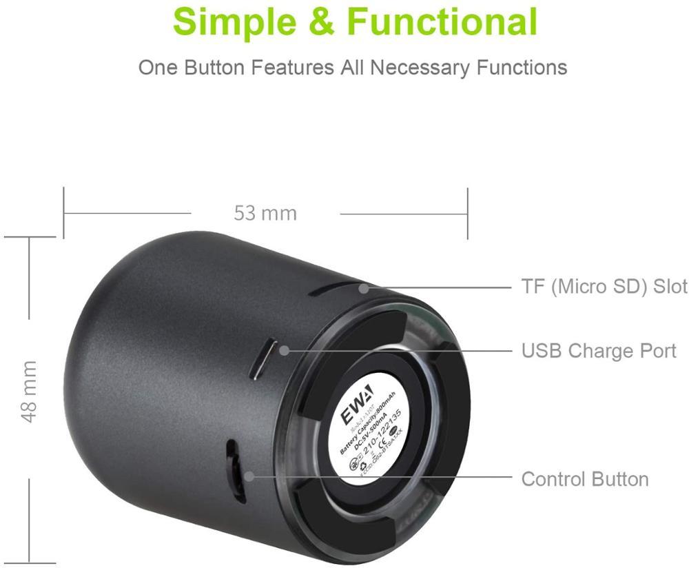 Loa Di Động EWA Siêu Mini Bluetooth 5.0 TWS Âm Thanh Hay Nhất Bass Boombox Thân Kim Loại Caixa De Som Loa Ô Tô Và Loa Siêu Trầm Color: red