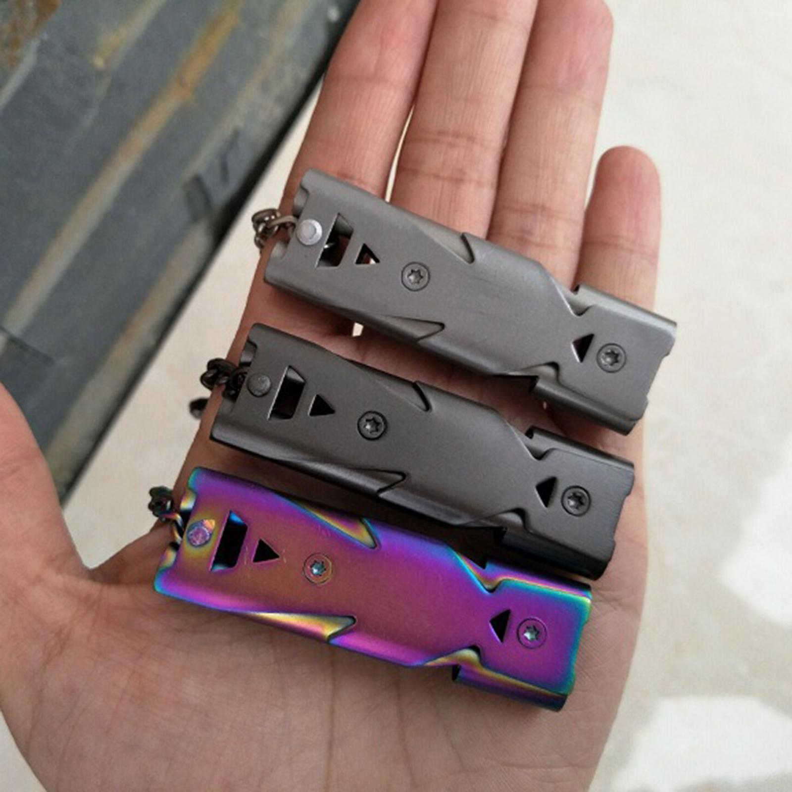 Stainless Steel Outdoor Survival Whistle with Keychain