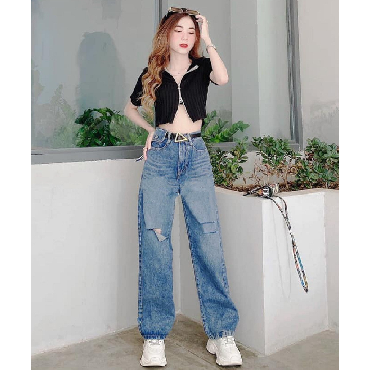 QUẦN BAGGY JEAN ỐNG RỘNG LƯNG CAO