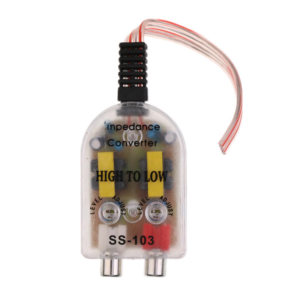 Replacement 2-Channel Car High to Low Impedance Converter Adapter Speaker to RCA Line Adaptor