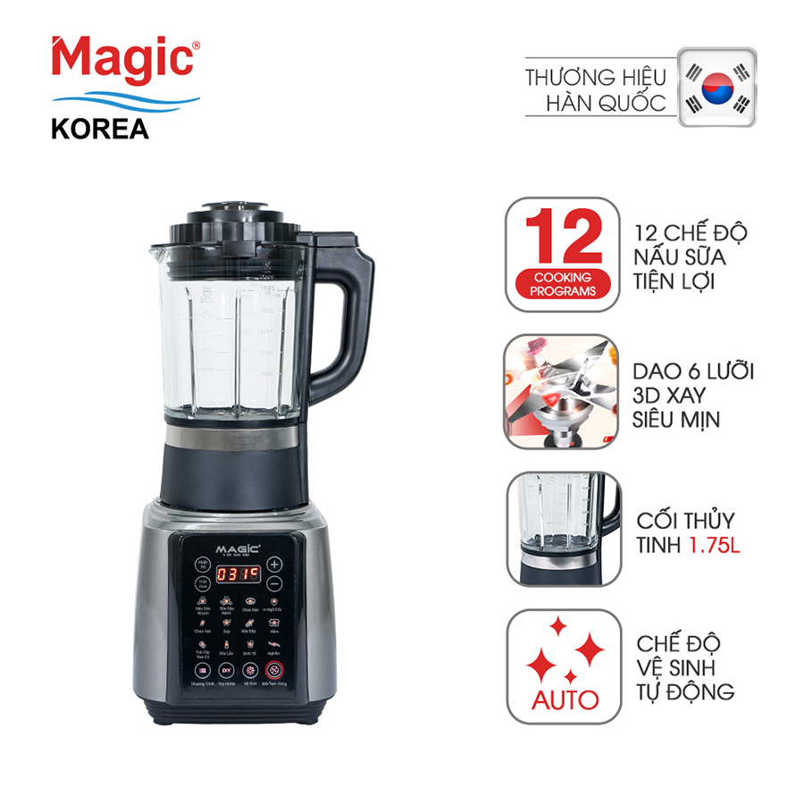 Máy nấu sữa hạt Magic Korea A-96 Bạc (1.75 Lít) - Hàng chính hãng