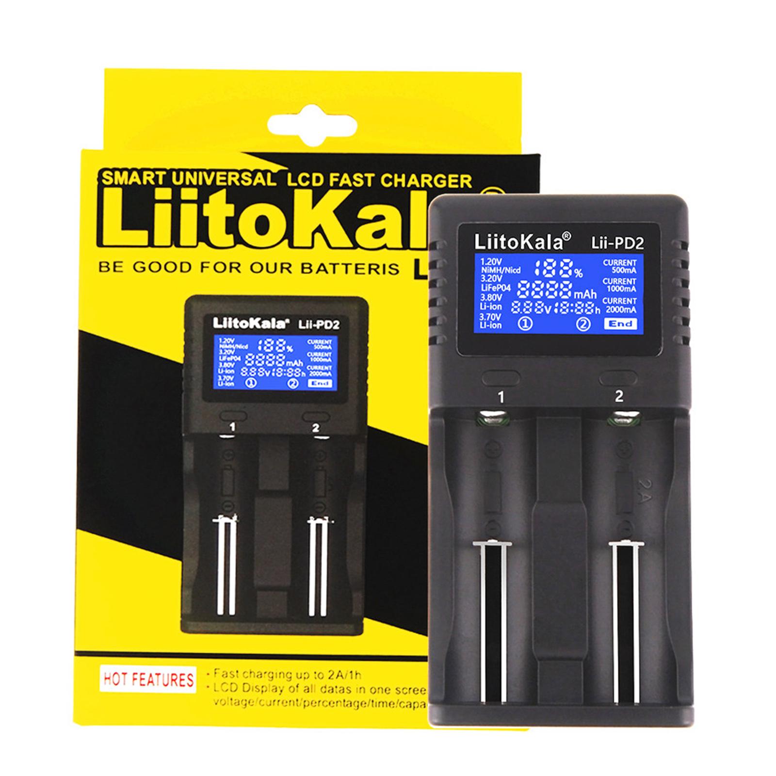 Bộ sạc pin thông minh LIITOKALA LII-PD2  2 khe cắm Độc lập - Phích cắm của US