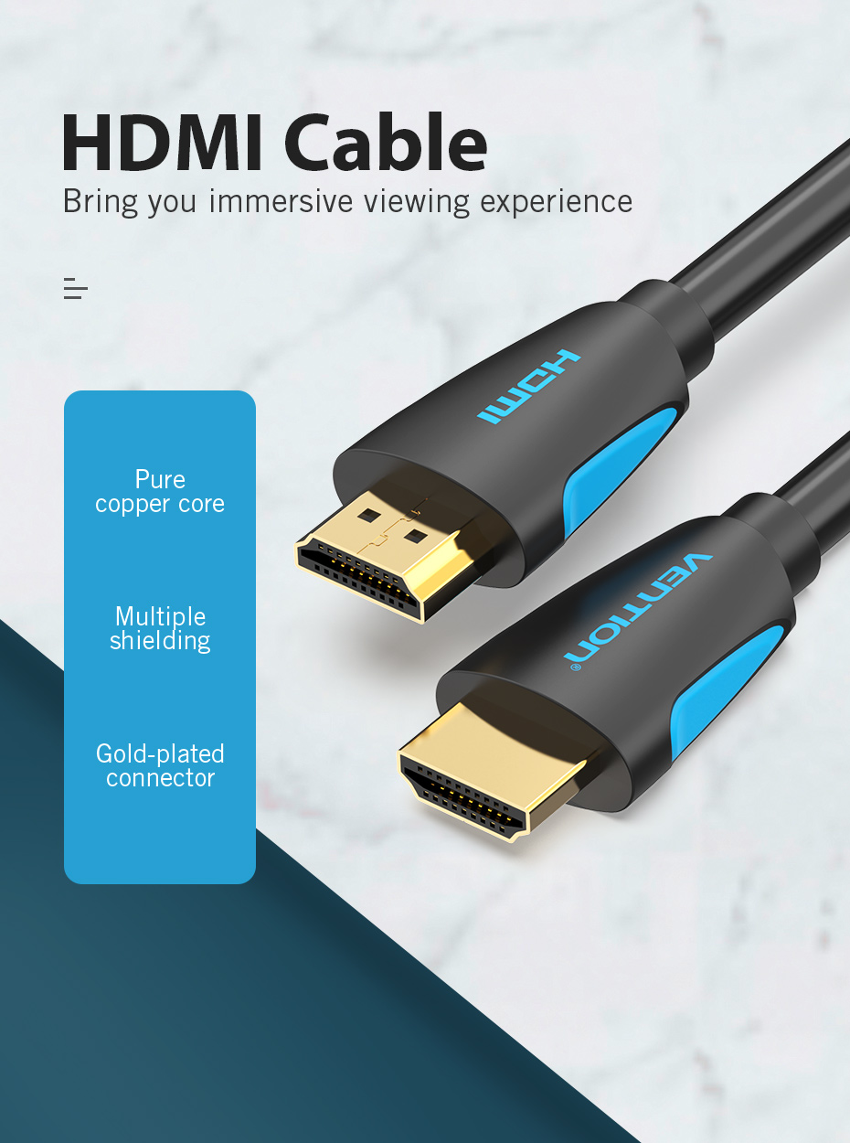 Cáp HDMI 2.0 thuần đồng hỗ trợ 4K@60Hz VENTION dài 1m đến 10m Hàng Chính Hãng