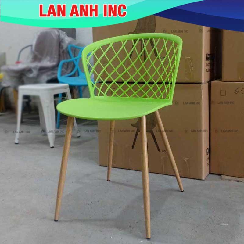 Ghế nhựa cafe văn phòng bàn ăn chân sắt tựa lưng cao đẹp hiện đại LAGE2013