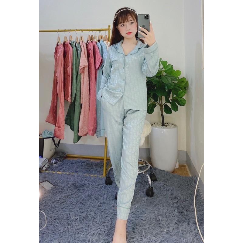 Bộ Pijama - Bộ Lụa Gấm Dài Tay Họa Tiết Đẹp