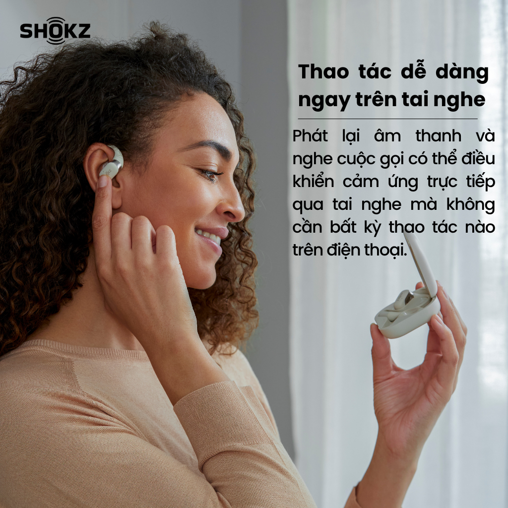 Tai nghe không nhét tai Bluetooth True Wireless Earbuds Shokz OpenFit - Thế Hệ Mới Nhất - Hàng Chính Hãng
