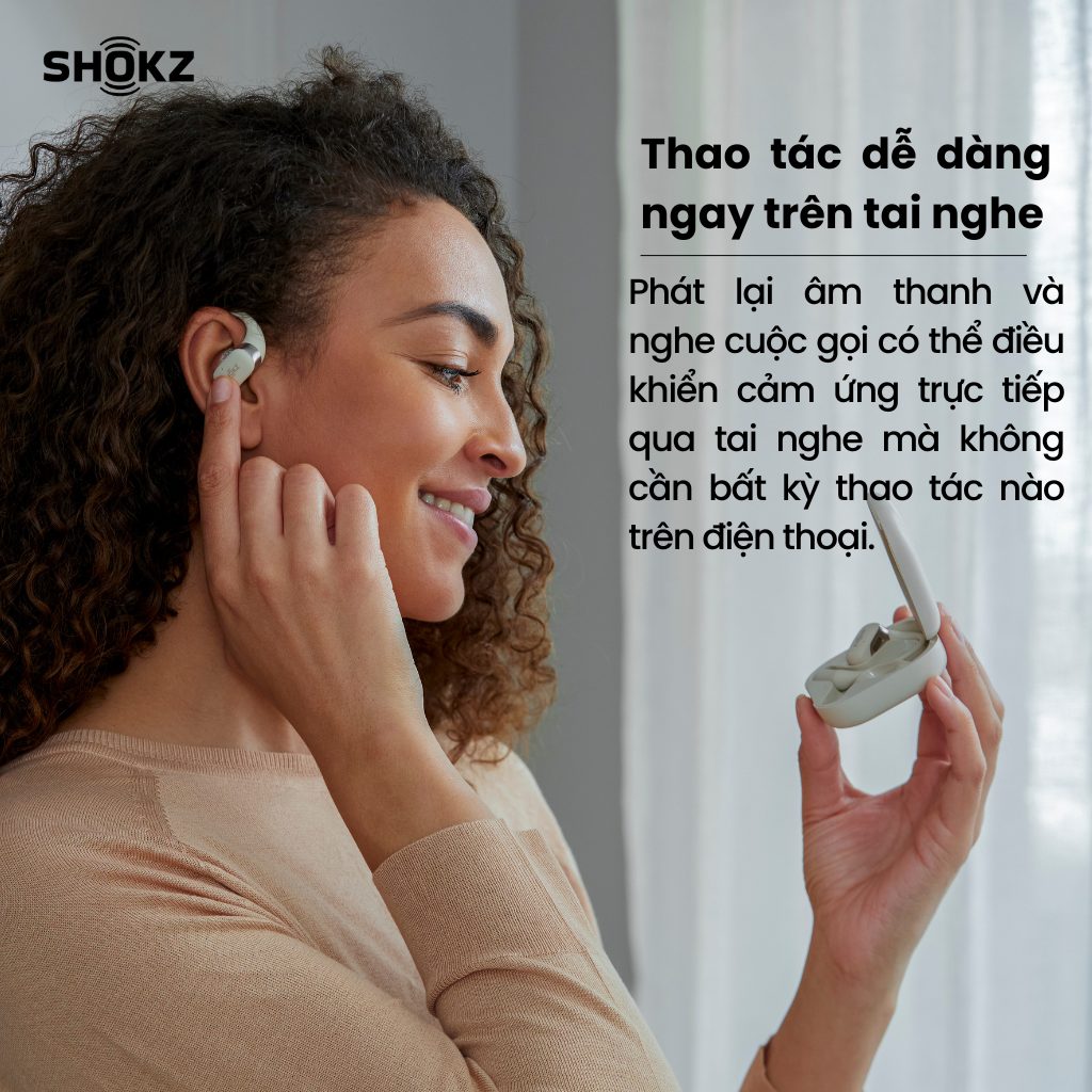 Tai nghe không nhét tai Bluetooth True Wireless Earbuds Shokz OpenFit - Thế Hệ Mới Nhất - Hàng Chính Hãng