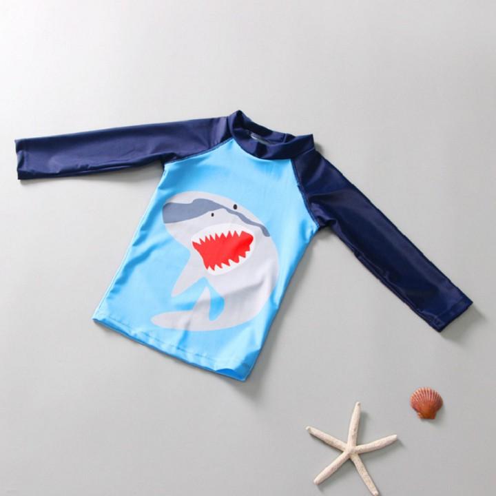 Bộ đồ bơi dài tay + quần dài hoạ tiết cá mập chống nắng - Đồ bơi bé trai DBBT61