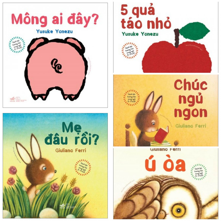 Combo Sách Lật Tương Tác Song Ngữ 0-3 Tuổi : Mẹ Đâu Rồi? + 5 Qủa Táo Nhỏ + Mông Ai Đây? + Ú Oà + Chúc Ngủ Ngon