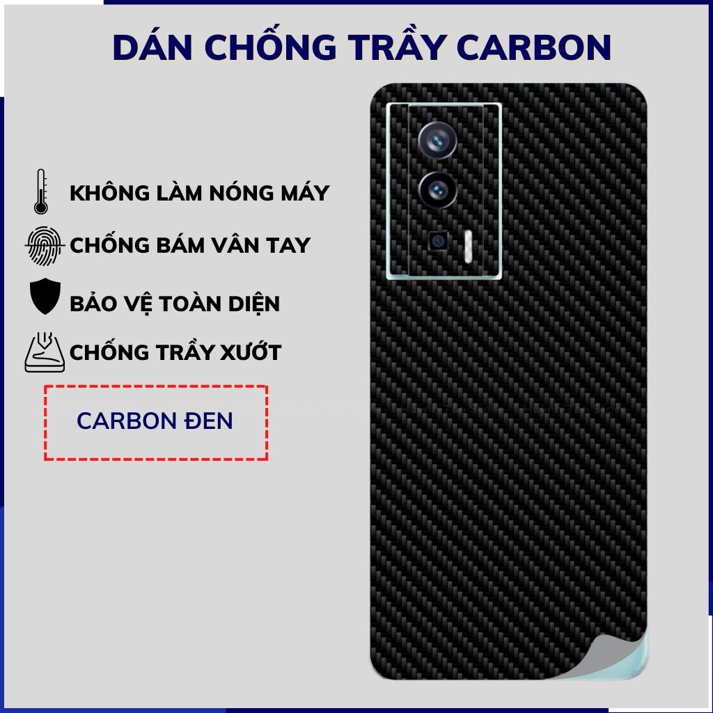 Miếng dán redmi k60 pro carbon trong và đen chống trầy xướt chống bám vân tay phụ kiện huỳnh tân store