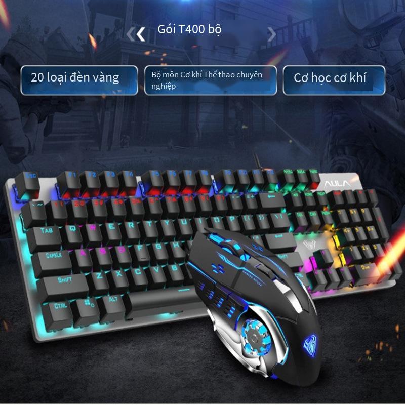 Phong Cách Mới Nhất Tarantula T400 Bộ Bàn Phím Cơ Và Chuột Bề Mặt Kim Loại Điện Trò Chơi Thi Đấu Ăn Thịt Gà Máy Tính Xách Tay Chuột Phím Có Dây