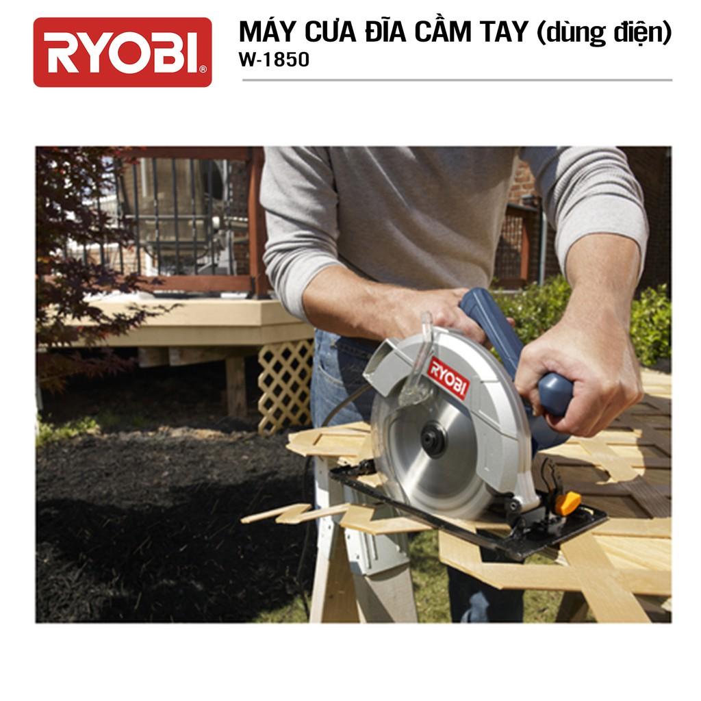 Máy cưa đĩa cầm tay điện 1500W RYOBI (KYOCERA) - W-1850 (Kèm Linh kiện khác) - Hàng Chính Hãng