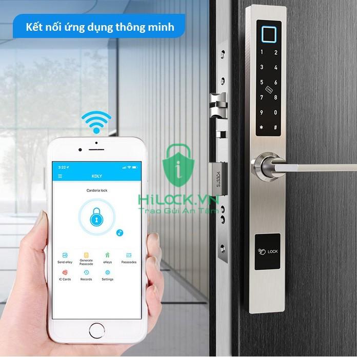 Khoá vân tay HL1019 dùng APP TTlock cửa gỗ, sắt, cửa nhôm, nhôm xingfa, nhựa lõi thép, cửa bản mỏng nhỏ