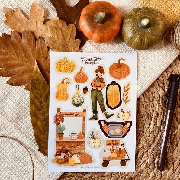 Sticker sheet pumpkin - chuyên dán, trang trí sổ nhật kí, sổ tay | Bullet journal sticker - unim058