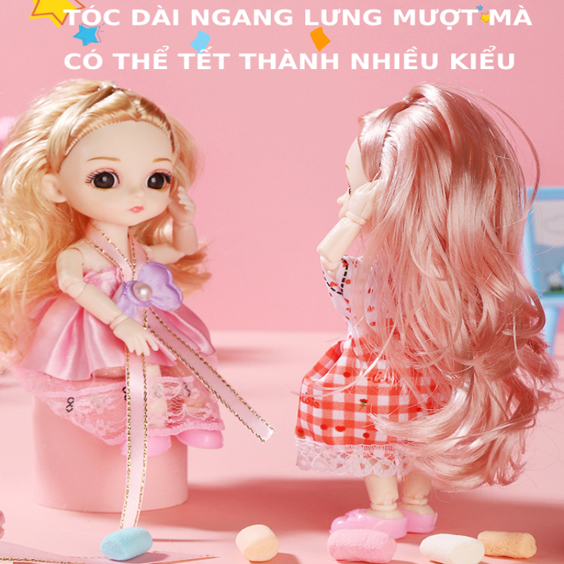 Đồ chơi búp bê 23 khớp xinh xắn cao 17cm dễ dàng cử động, đồ chơi dễ thương cho bé gái