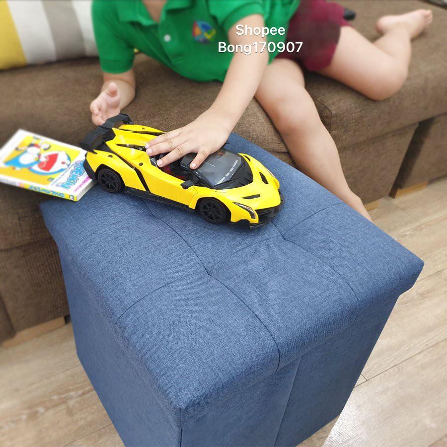 Ghế Đôn Kiêm Hộp Đựng Đồ Chất Vải Oxford 600D Cao Cấp Kích Thước 39x39xcao 40cm