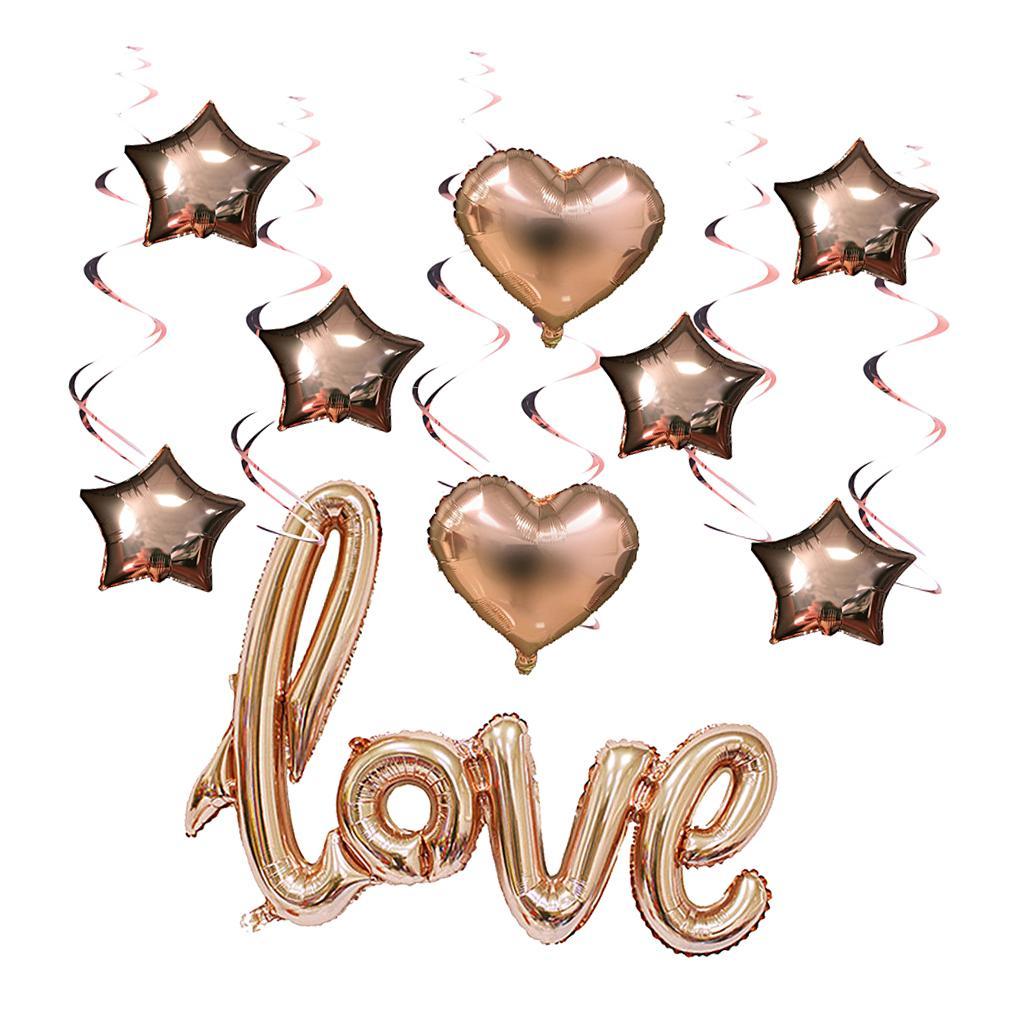 Pack of 15 Love Heart Foil Balloon Star Balloon Mylar Balloons Party Supply